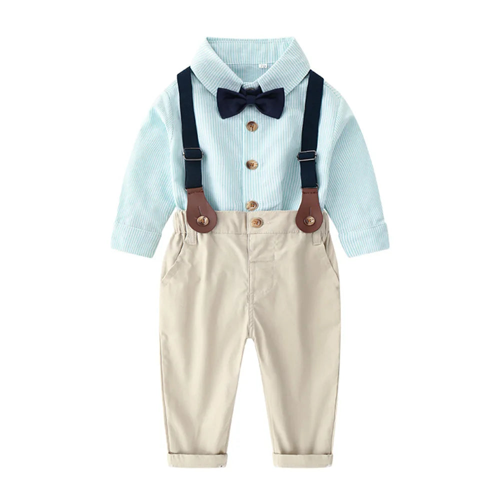 Frühlings Babykleidungssets für Jungen Neues Modell – Gestreifte Langarmshirts und lässige Baumwollhosen