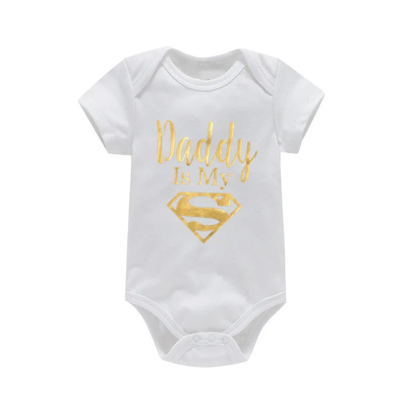 Mameluco de bebé, ropa para bebés recién nacidos, niños y niñas, papá de oro es mi héroe, estampado divertido, mono de bebé, lindo body casual de bebé