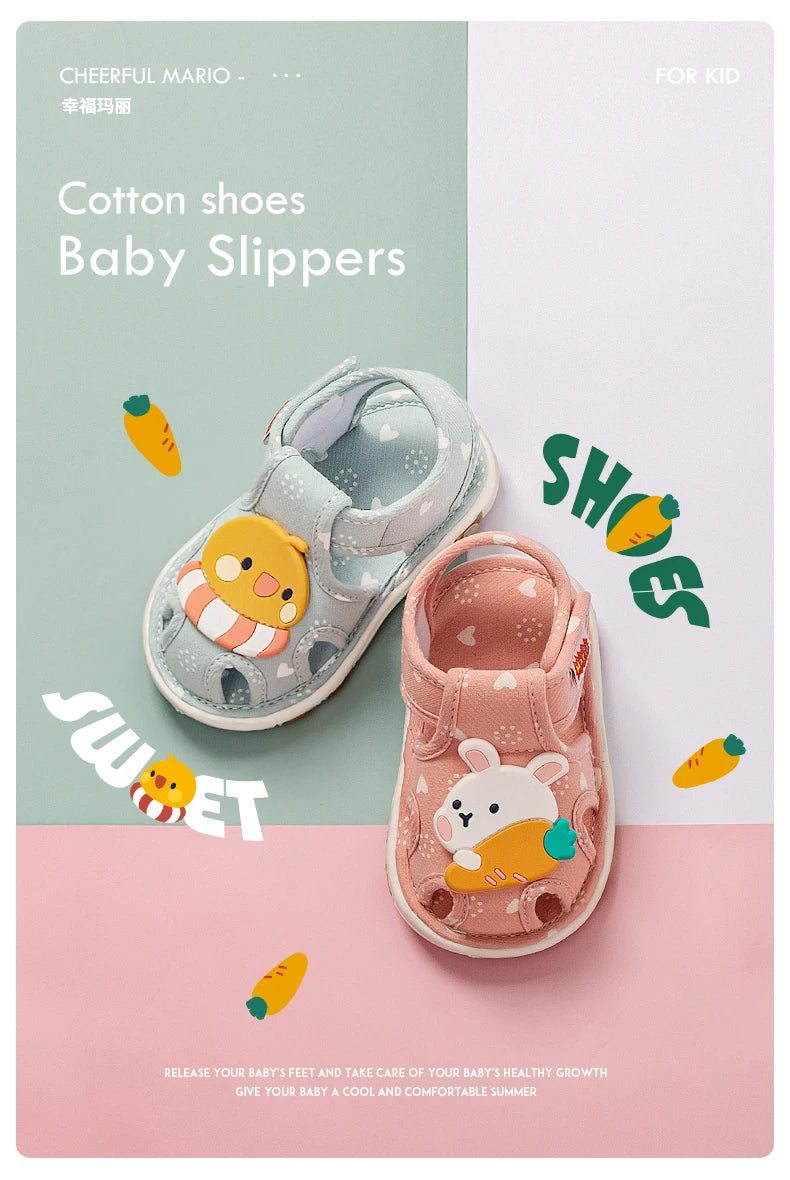 2023 Babyschuhe mit Sound süße Bibi Kleinkinderschuhe für Kinder Zeichentrick-Jungen-Sandalen für Mädchen Hasen-Infantil-Hausschuhe