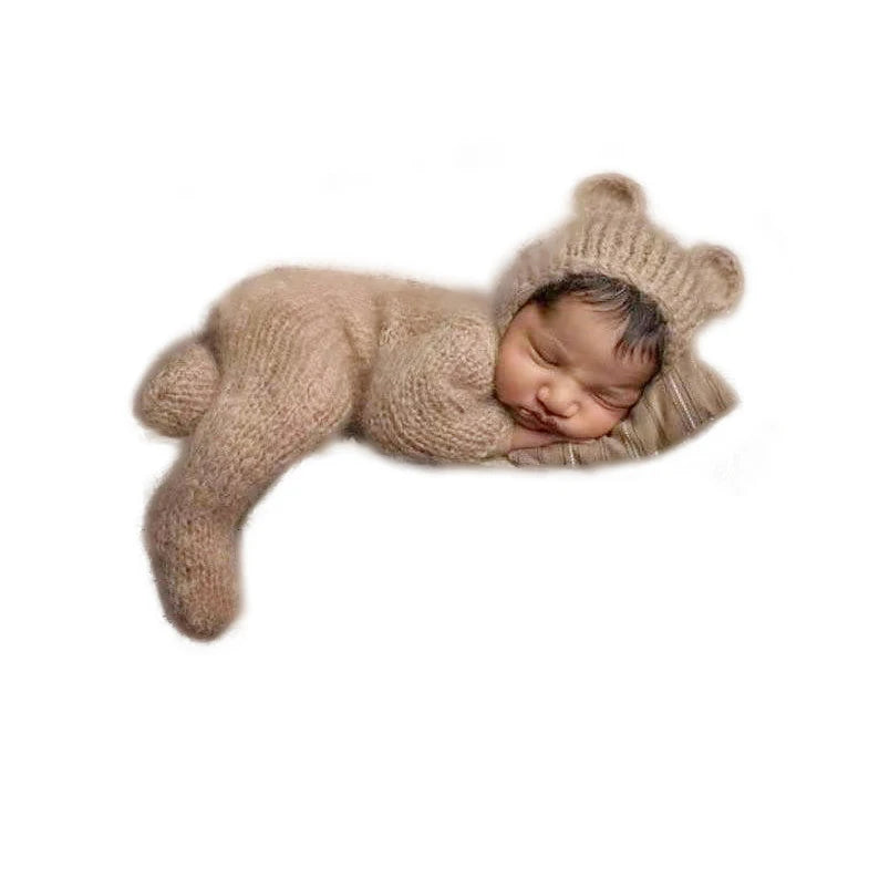 Foto Studio Babykleidung Neugeborene Strickwolle Mohair Anzug Bärenkleidung