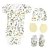UD2 Neugeborenen-Unisex-Kleidungssets 4-teilig Ins-Stil Unifarben 100 % Baumwolle für 6 Monate Jungen/Mädchen