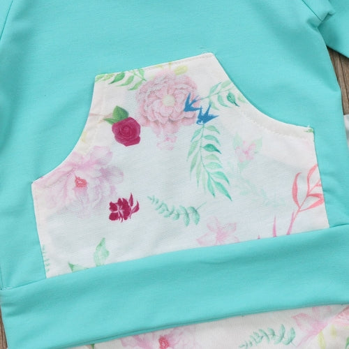 2 Pcs Floral Baby Girl Warm Hooded Clothing