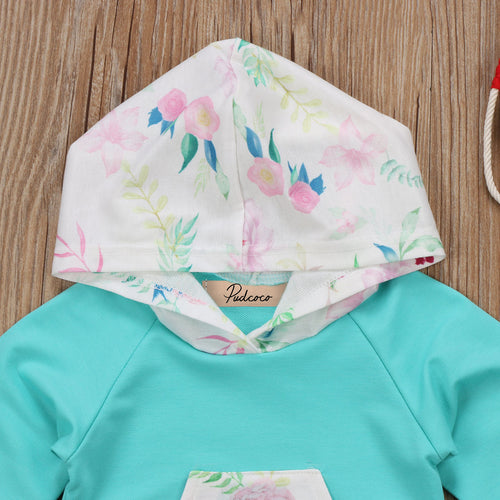 2 Pcs Floral Baby Girl Warm Hooded Clothing