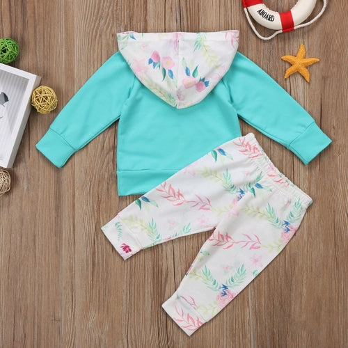 2 Pcs Floral Baby Girl Warm Hooded Clothing