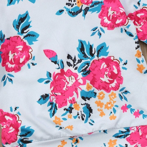 New 2 Pcs Floral Baby Girl Hooded Clothing Set