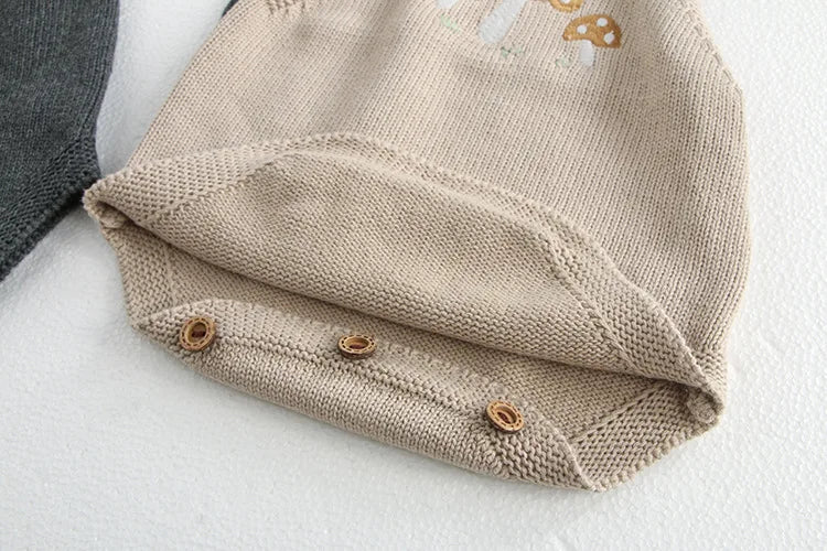 Baby Girl Clothing Cotton Knit Mushroom Embroidered Onesie Bodysuit and Beanie 0-3Y Baby Boy Clothes Cardigan Casual Outfit