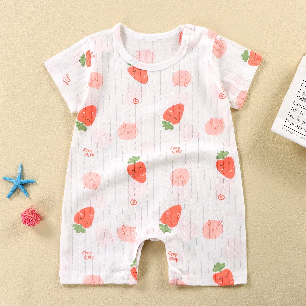 2025 Climbing Clothes Pure Cotton Summer New Version Of Male Baby Thin Female Short Sleeved Children Onesies Kids Clothes
