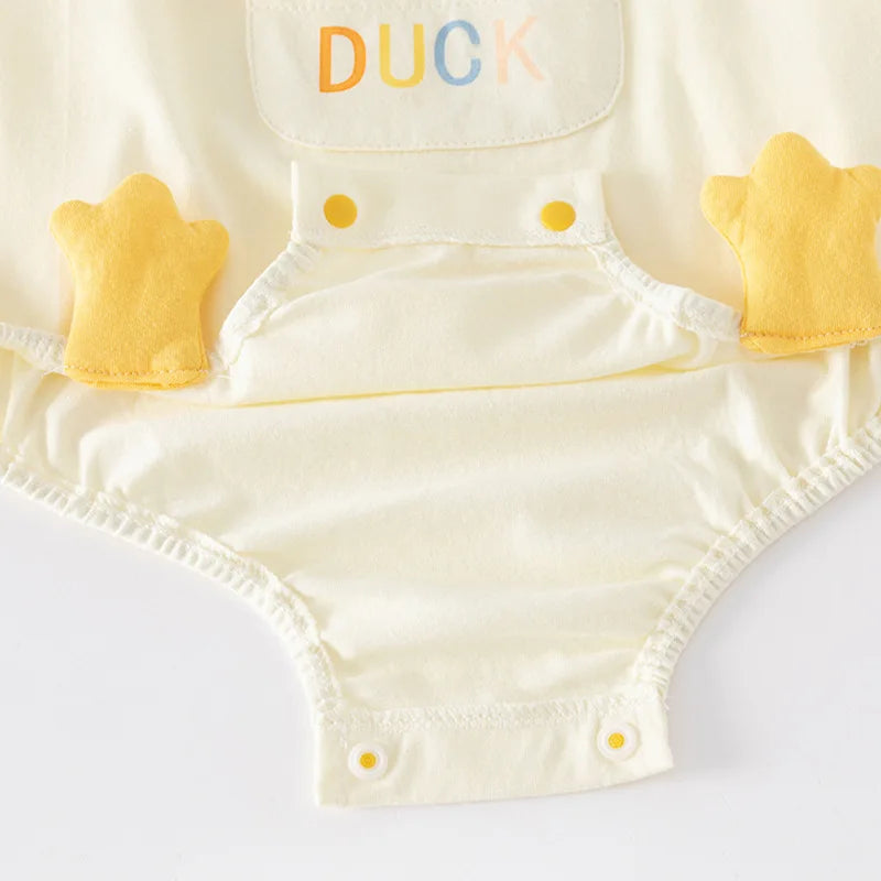 Somenie Unisex Baby Summer Short-Sleeve Onesie Clothing Boys Girls Cute Cartoon Duck Romper Infants Outerwear Trend 3-6-9-12M