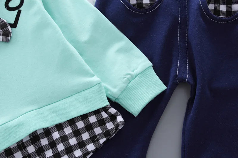 Children's Clothing Sets Bow Plaid Long Sleeve Top + Pants 2pcs Sets Toddler Girl Clothes Kids Boutique Clothes Baby Outfit Set