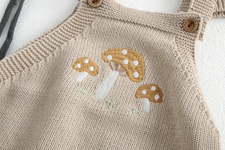 Baby Girl Clothing Cotton Knit Mushroom Embroidered Onesie Bodysuit and Beanie 0-3Y Baby Boy Clothes Cardigan Casual Outfit