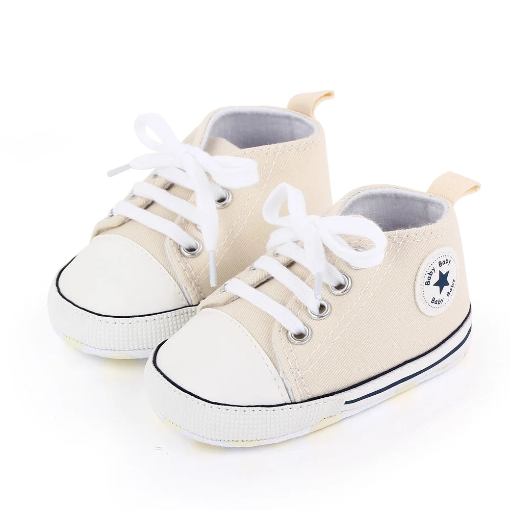 New Baby Shoes Boys Girls Classic Canvas Casual Sneakers Spring Newborn First Walker Toddler Soft Sole Non-Slip Walking Shoes