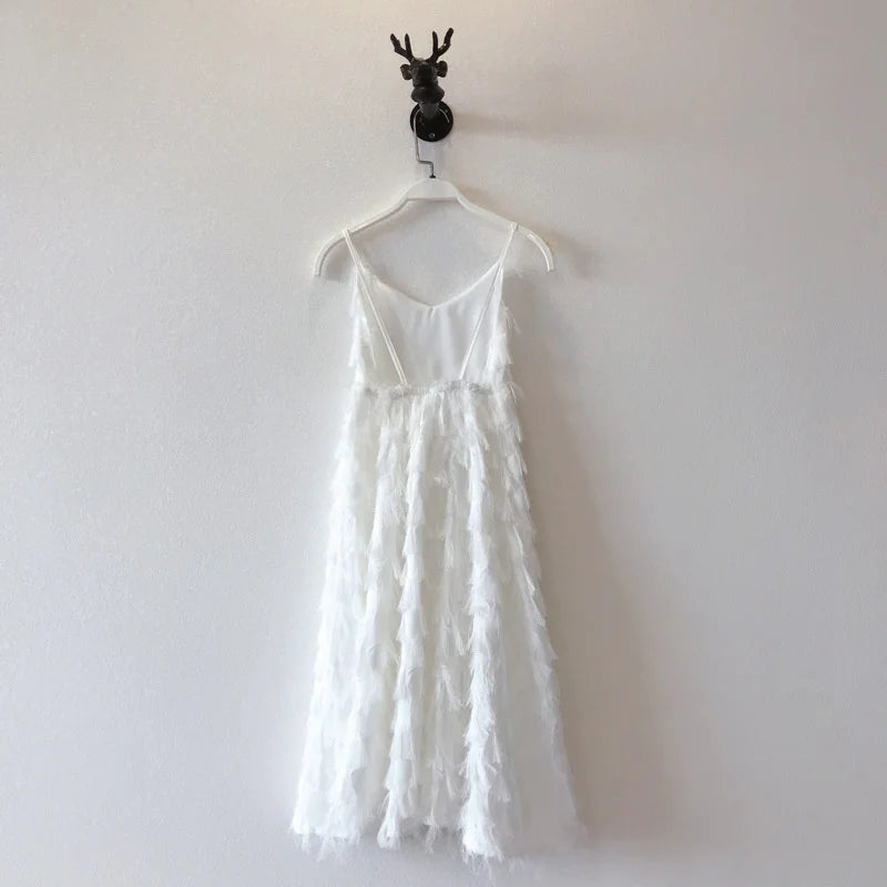 Mom Daughter Dress Solid Color Long Gown Family Matching Outfits Halter Dress With Suspenders New Fashion Mommy Girls Clothes