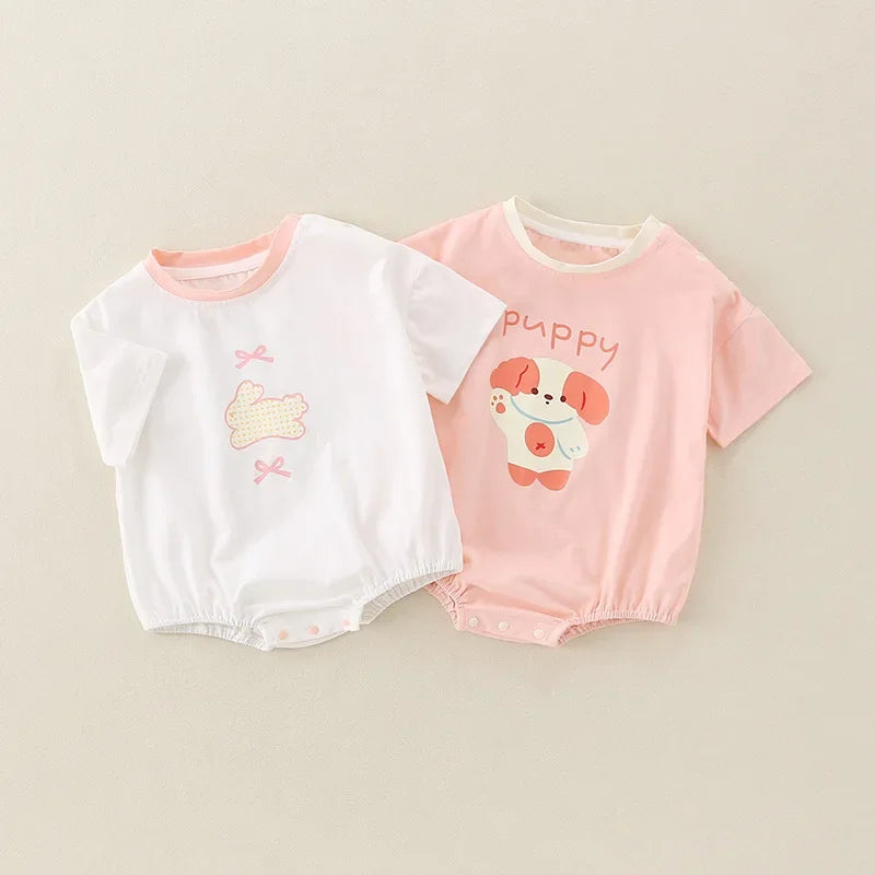 Ropa de verano para bebés, 100 % algodón, ropa fina de manga corta para el verano, ropa para gatear, ropa para niños