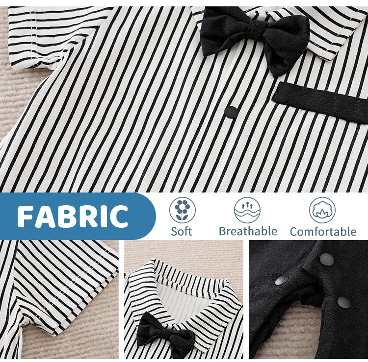 0-18 Baby-Bodysuit Gentleman Style Elegant Formell Baumwolle Bequem Weich Jungen Und Mädchen Sommer Kurzarm Neugeborenenkleidung
