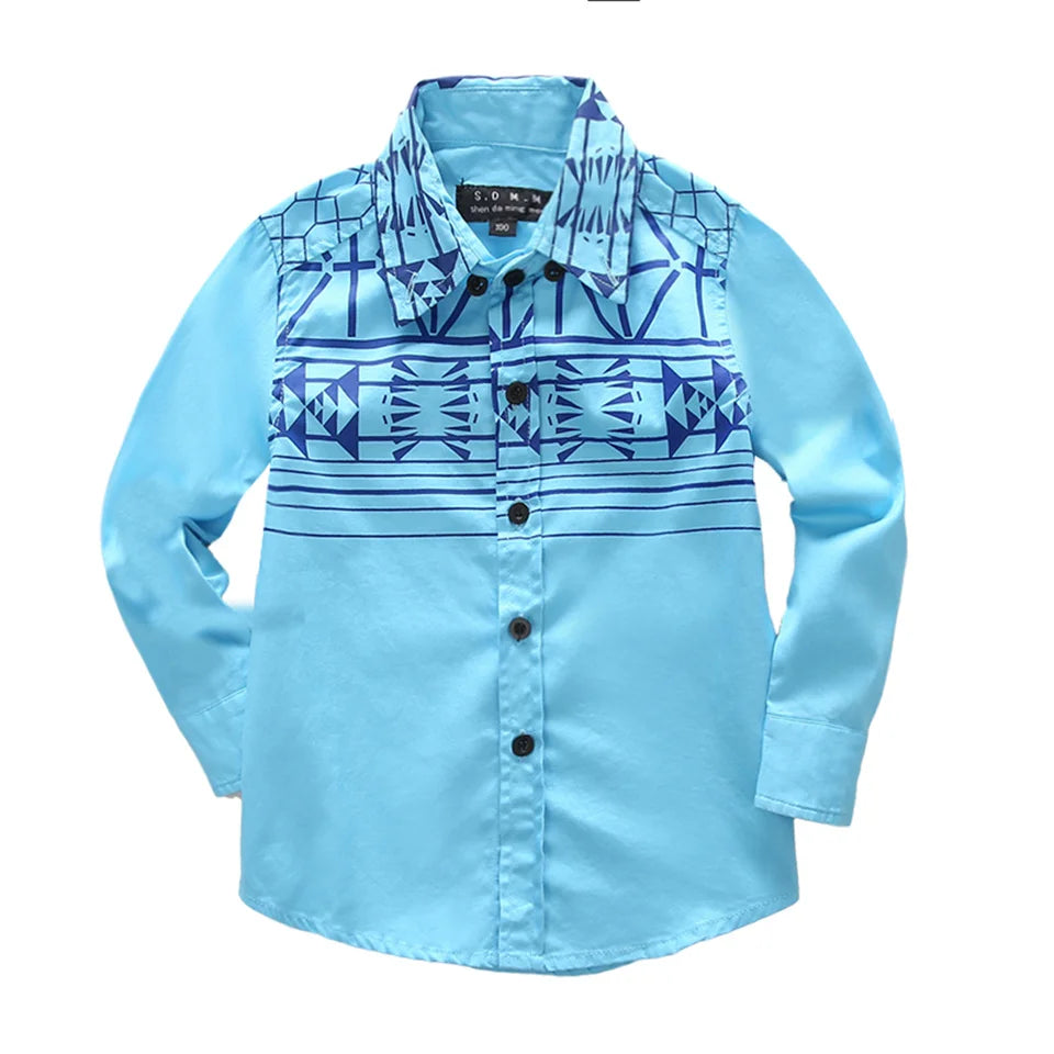Boys Clothing shirts Autumn Long Sleeve embroidery Little Horse pattern Children Tops Birthday party Kids shirt school uniform