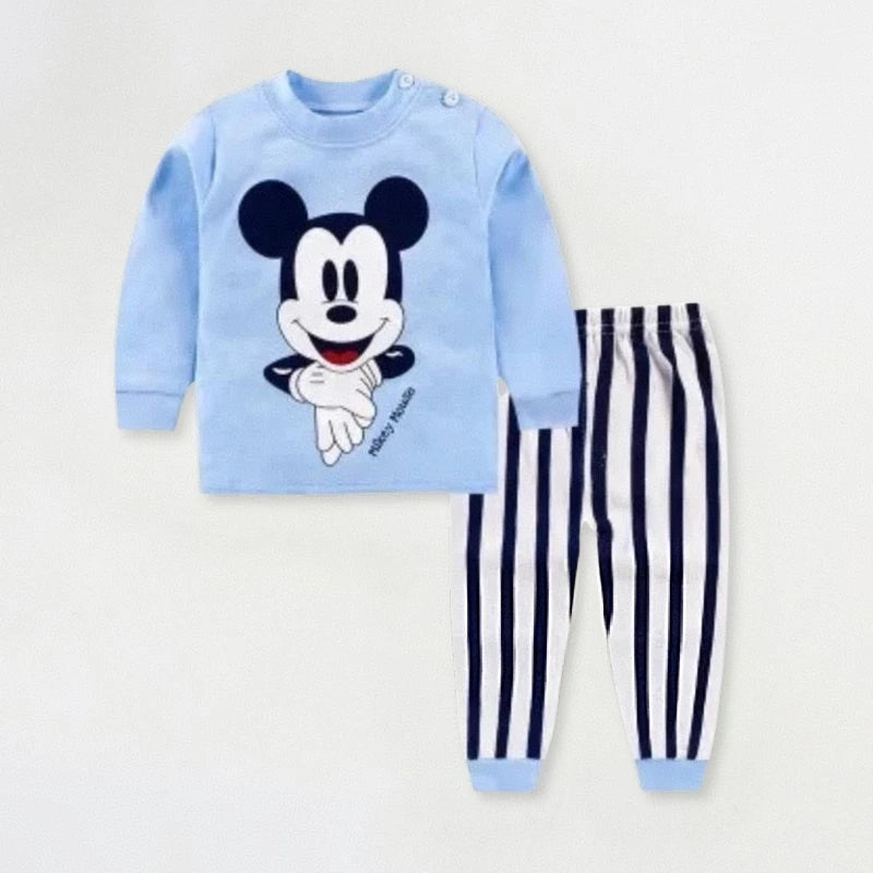 Traje de ropa interior para bebé de 0 a 4 años, estampado de dibujos animados de Minnie, conjunto de pijama de manga larga para niñas, ropa de otoño, ropa de casa para niños, atuendos