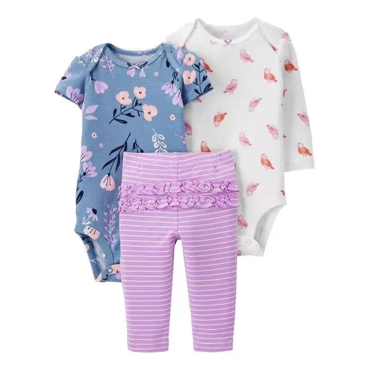 2025 Baby Mädchen Kleidung Herbst Frühling Neugeborenen Outfit Baumwoll-Body Oberteil und Hose Set Kinder Kleinkind Kleidung 6-24M