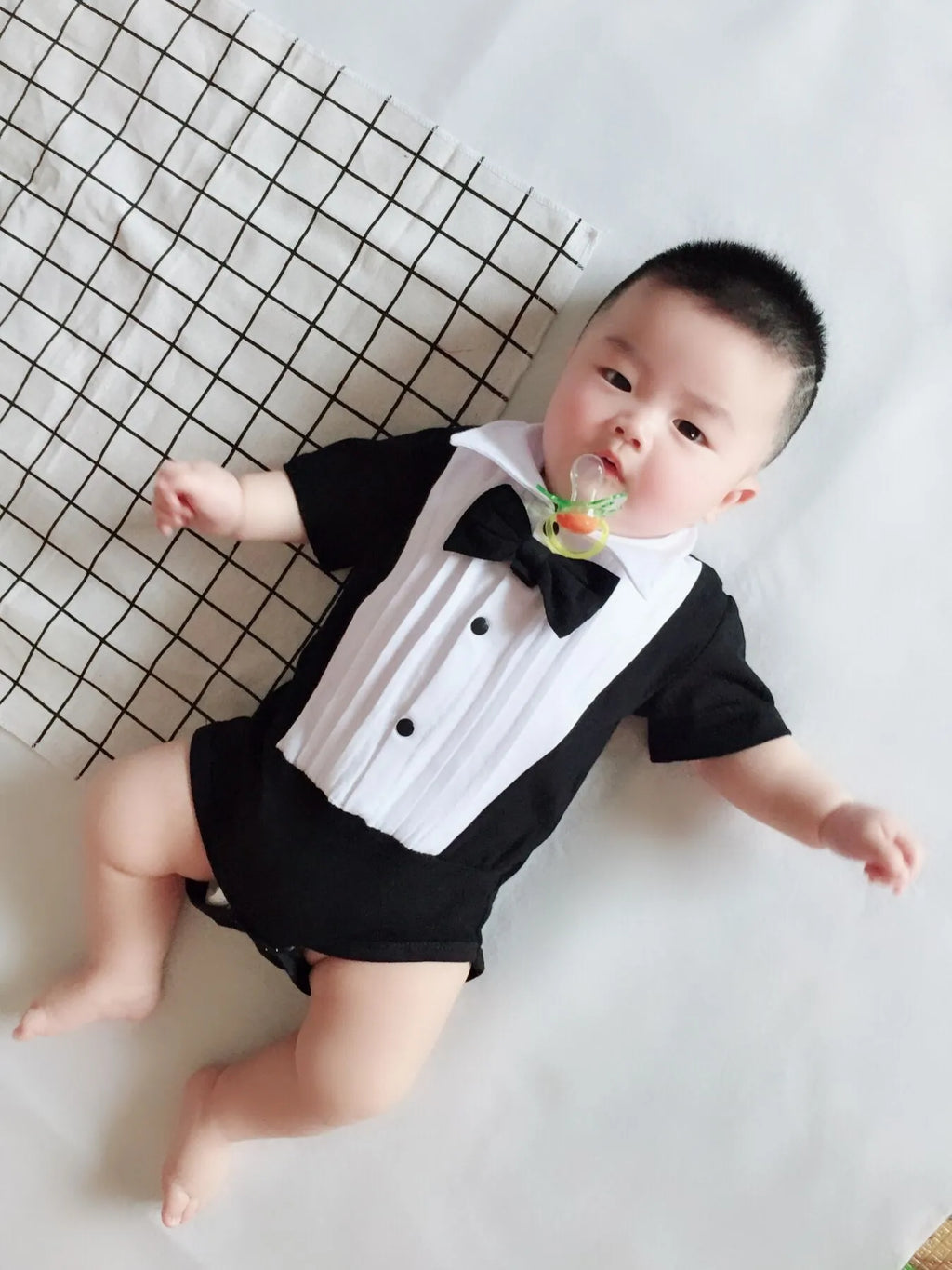 Mameluco de caballero para bebé niña o niño, con camisa, solapa, manga corta, conjunto para recién nacido, mono para bebé o infante