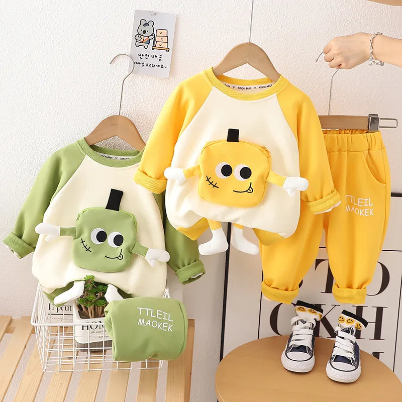 Baby Jungen Kleidung Set Frühling Herbst Sportanzüge für Kinder Cartoon 3D Tasche Sweatshirts Hosen 2tlg. Trainingsanzüge für Jungen Outfits