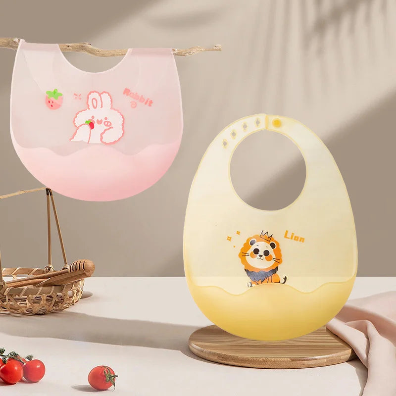 Cute Cartoon Animal Baby Bibs Soft Silicone Waterproof Boy Girl Feeding Burp Cloths 0-6 Years Kids Saliva Towel