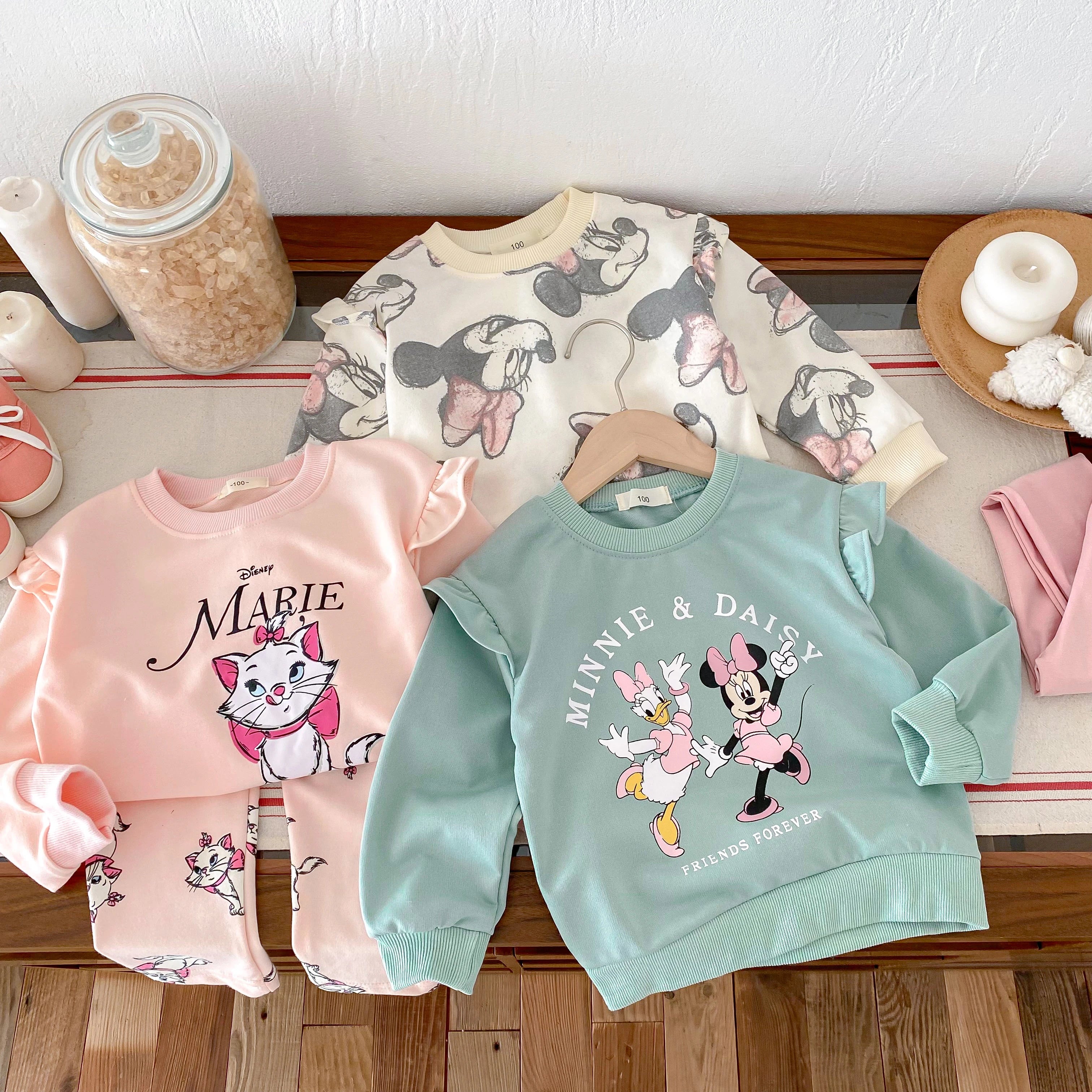 Minnie Mickey Jungen Mädchen Sweatshirt Set Cartoon Casual Kinder Langarm Trainingsanzug Kinderkleidung Oberteile + Hosen 2tlg/set 0-6J