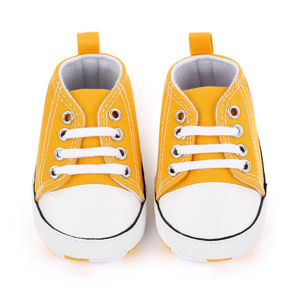 Spring New Baby Shoes Boy and Girl Classic Canvas Casual Sneakers Soft Sole Non-Slip Walking Newborn Toddler Shoes First Walkers
