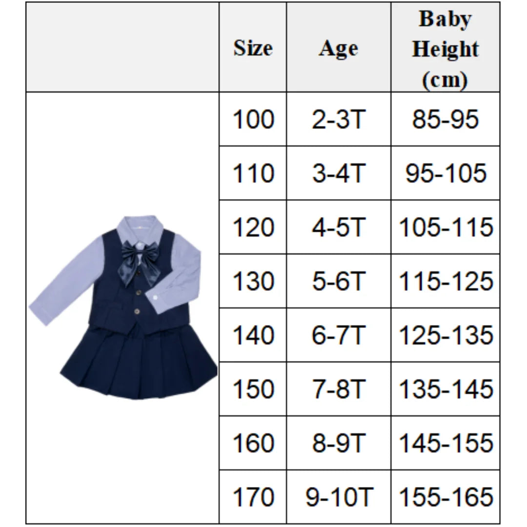 Kinderuniform für Jungen Mädchen Weste 4-teiliges Langarm-Herbst-Schulkleidungsset Teenager Preppy Stil Tägliches Modekleid