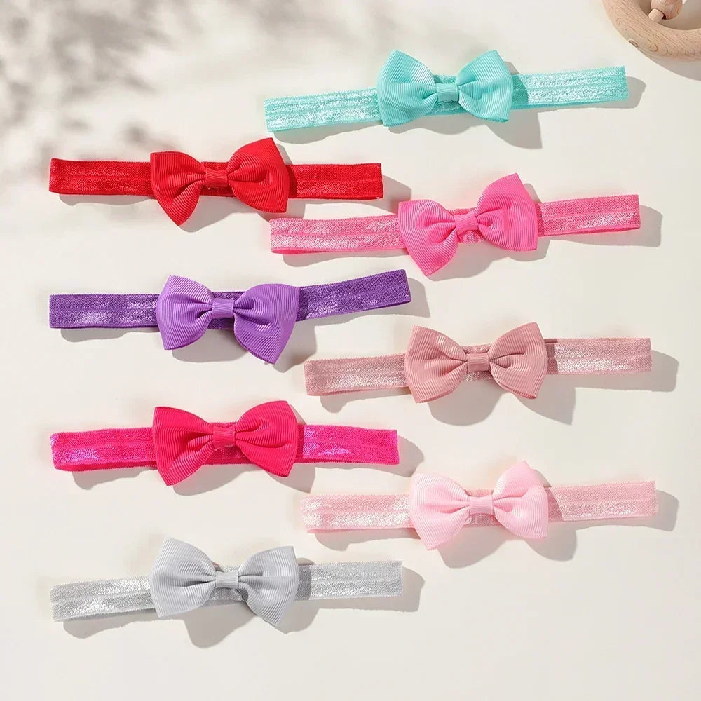 1pcs Baby Bows Head Band Elastic Ribbon Hair Band Infant Headwear Solid Color Headband Babe Casual Head Accessories Wholesale