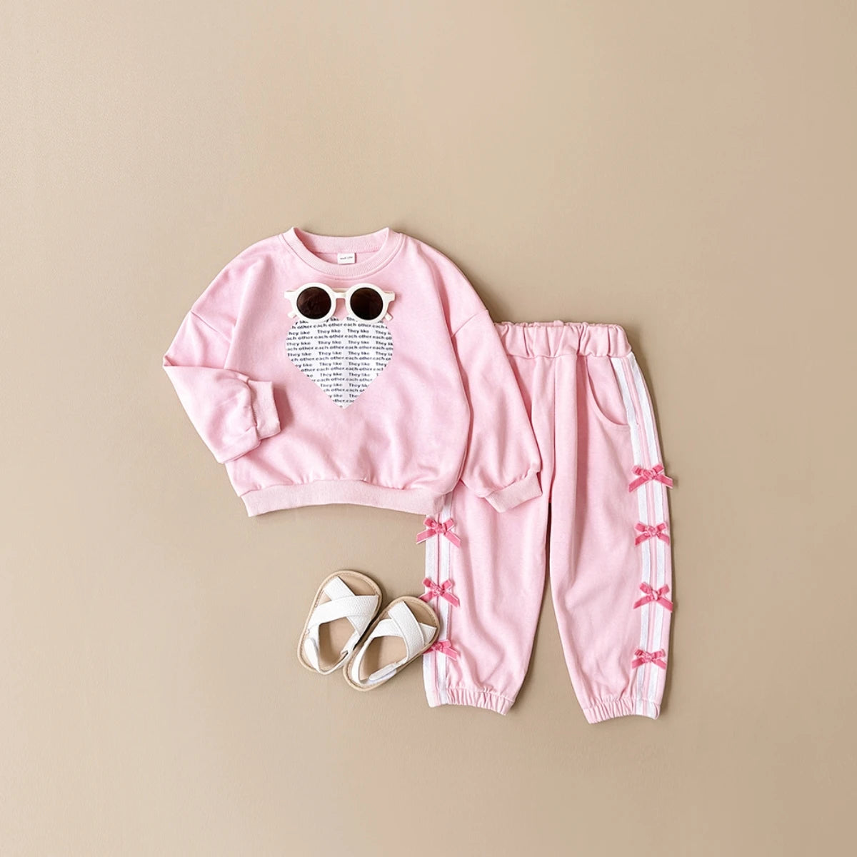 Baby Girl Clothes Toddler Sets Cotton Love Sweatshirt Long Sleeve Top+Bow Pants Spring Newborn Kids Clothing Infant Outfit Suits