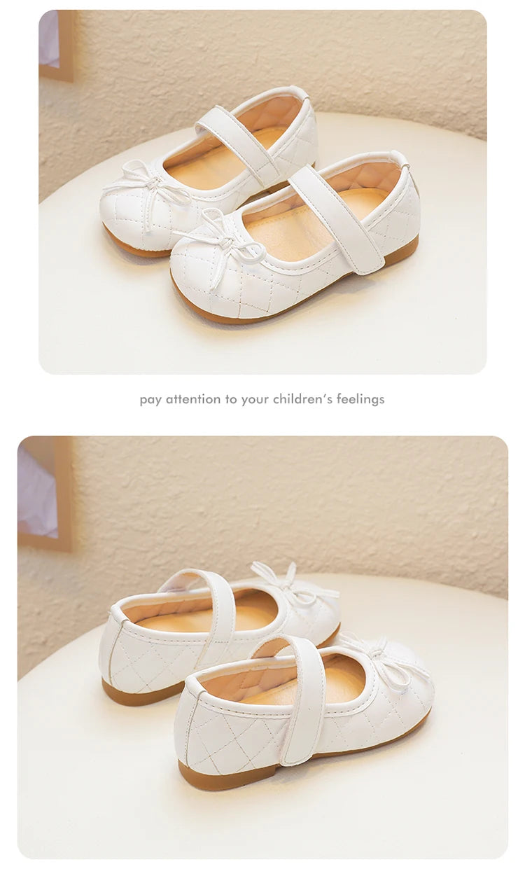Baby Girls Leather Shoes for Boys Girls Fashion Princess Classic Toddlers Medium Kids Flats with Bow-knot Size 21-30 Sweet Chic