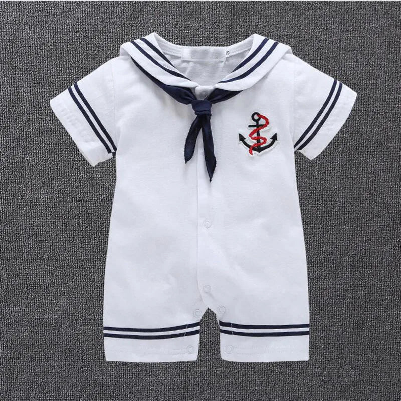 Ropa de bebé recién nacido, mono de marinero azul marino, mameluco de manga corta, mono, disfraces, ropa de verano, ropa de bebé recién nacido