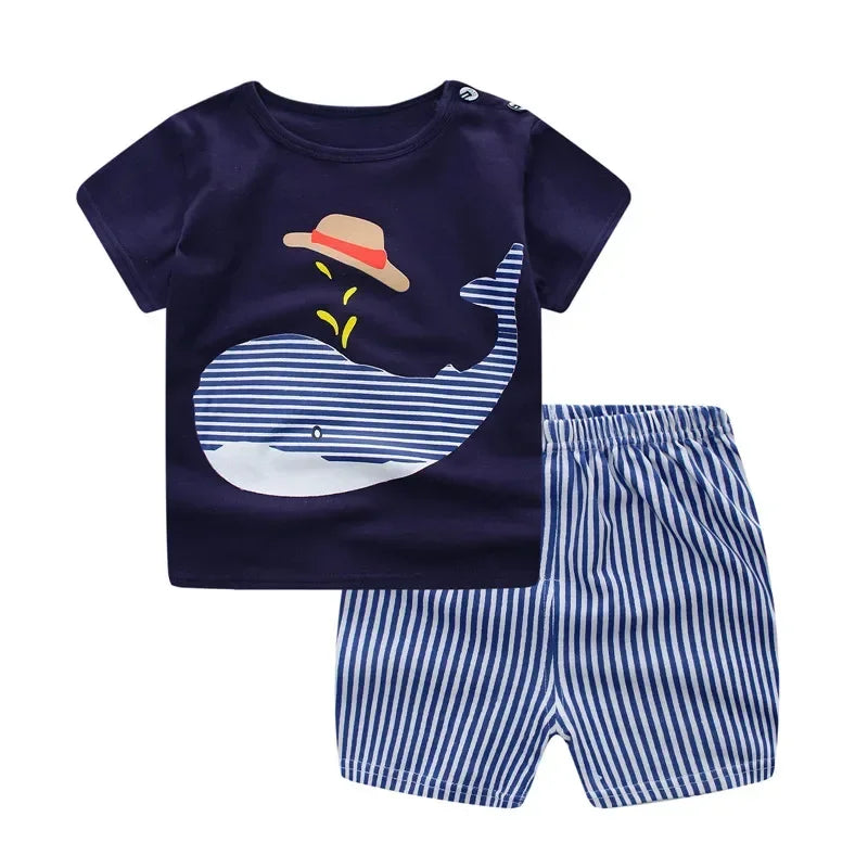 Baby Boy Clothes Summer 2026 Newborn Baby Boys Clothes Set Cotton Baby Clothing Suit (Shirt+Pants) Plaid Infant Clothes Set