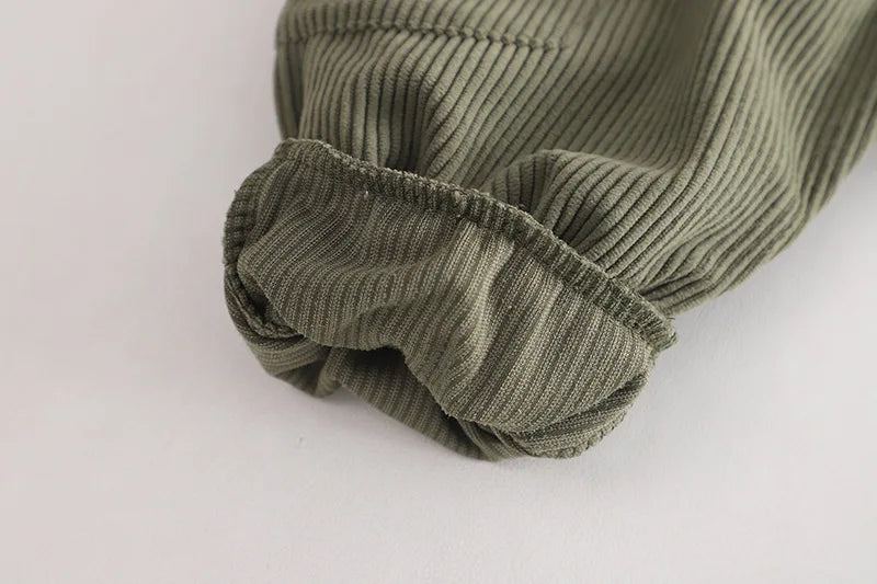 Childrens Clothing 2024 New Baby Spring Clothes for Kids Boys and Girls Letter Standing Collar Corduroy Jackets Pants Outfit Set