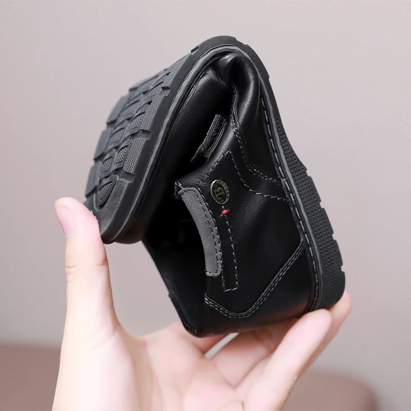 Children Campus Black Leather Shoes, Cowhide Single Shoes Spring And Autumn Style Breathable British Soft Boys Babies Children