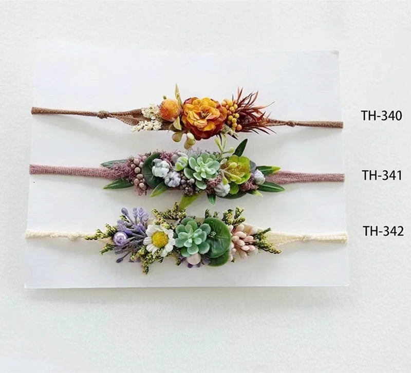 Newborn Headband for Photography Props Flower Baby Girl Tieback Flowers Pearl Wreath Newborn Photography Infant Hair Accessories