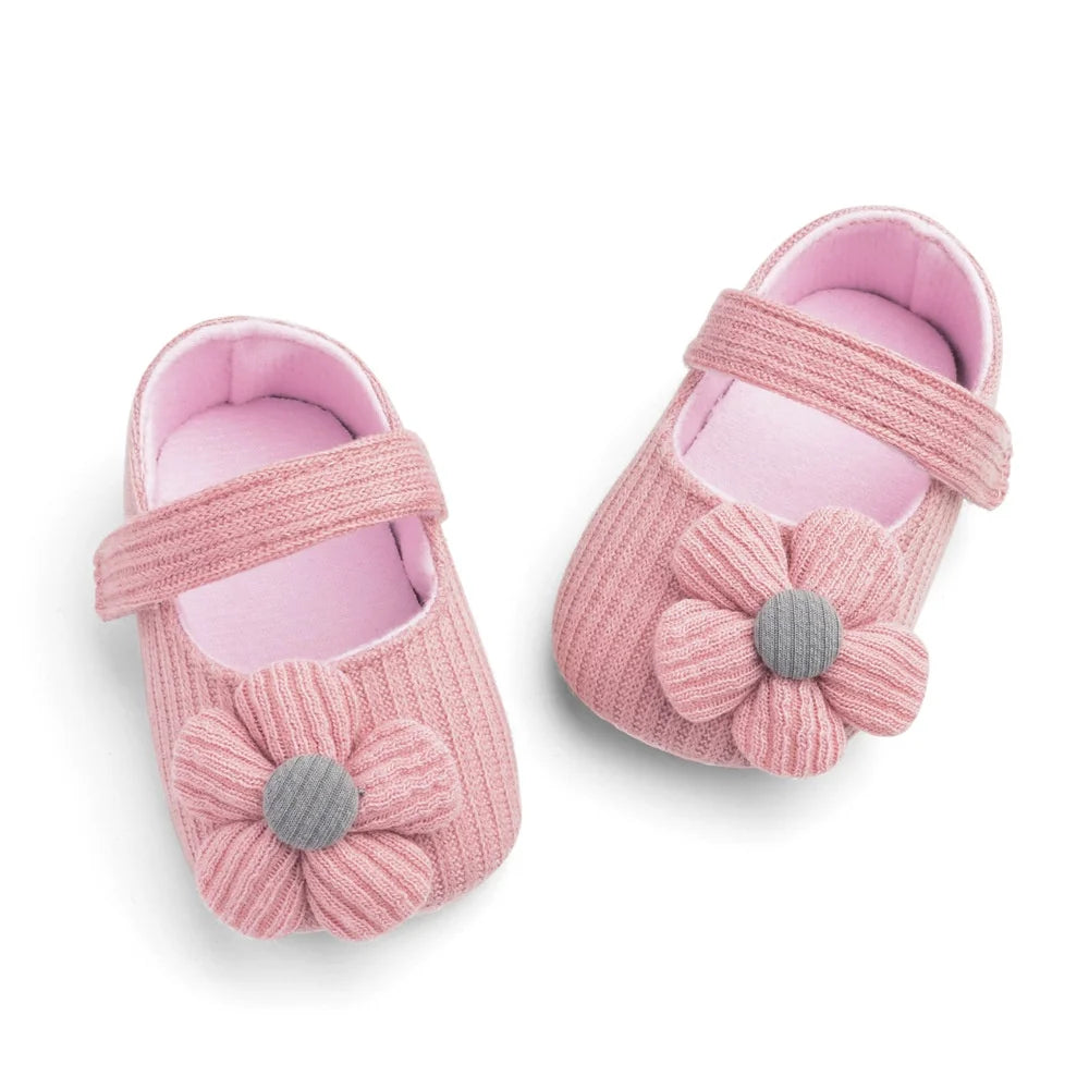 1Pair Baby Walking Shoes, Cute Flower Soft Sole Cloth Shoes, Adjustable Elastic, Suitable for 0-1 Years Old Baby Daily Wear