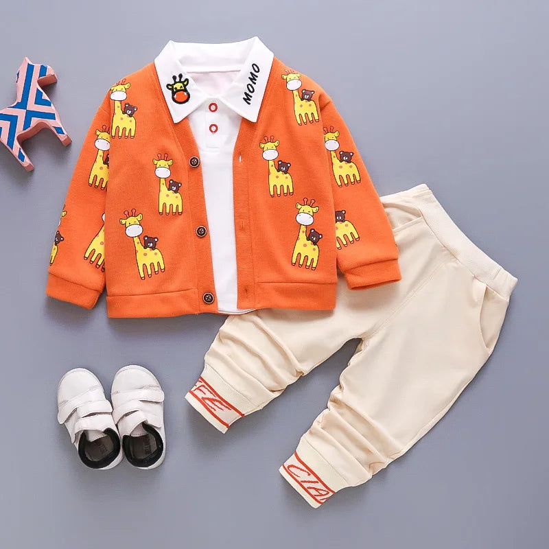 Toddler Baby Boys girl Clothes Set spring autumn corduroy Cartoon Clothing Sets Boys Hoodies Jacket And Pants Kids Suit 0-5Y