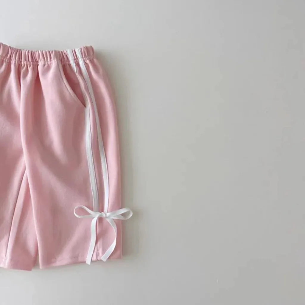Baby Clothing Set Fashion Bow Decoration Pink Sports Top+Pants Two-piece Sets Sweatshirts Pant Suits 0-5 year old children's set