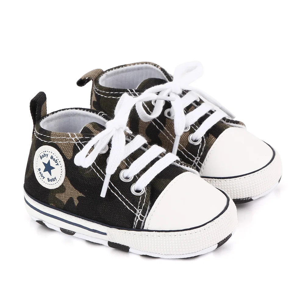 Spring New Baby Shoes Boy and Girl Classic Canvas Casual Sneakers Soft Sole Non-Slip Walking Newborn Toddler Shoes First Walkers