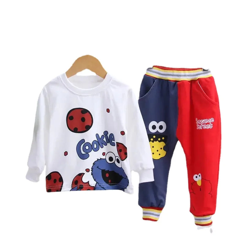 Conjuntos de ropa nuevos para niños, primavera otoño, chándales de dibujos animados para niños, trajes para niños, camiseta de manga larga + conjunto de pantalones de 0 a 5 años
