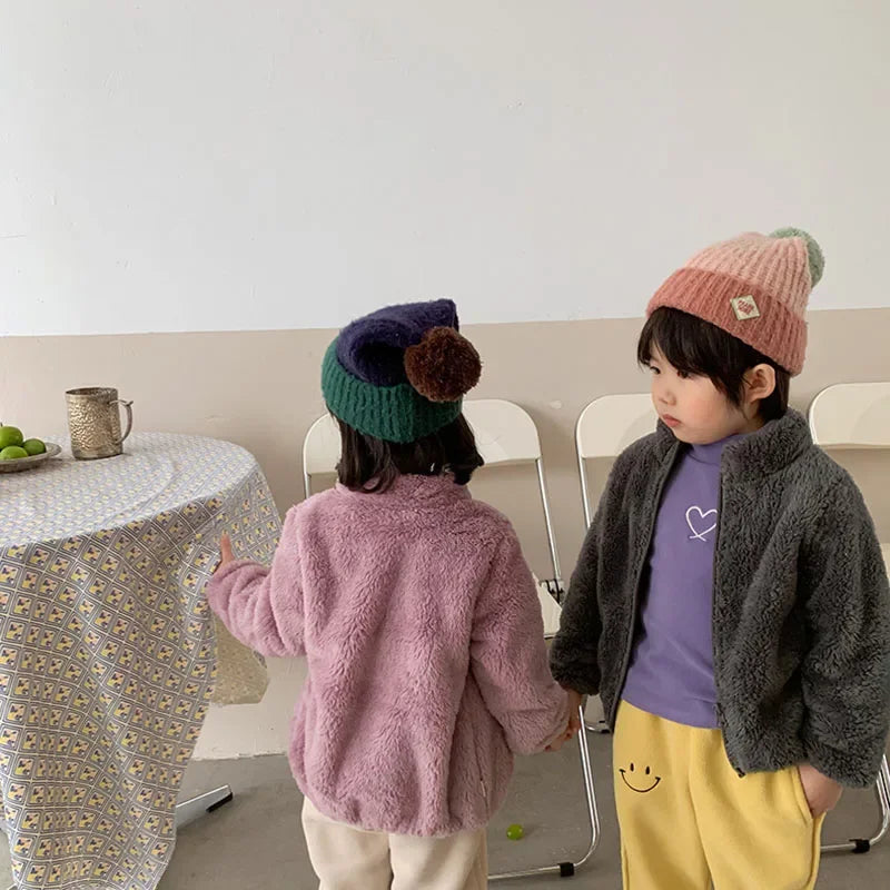 Pink Girls Jacken Herbstmantel Winter Thermofleecejacke für Kinder 1 2 3 4 5 Jahre Kinder Mäntel Warme koreanische Oberbekleidung