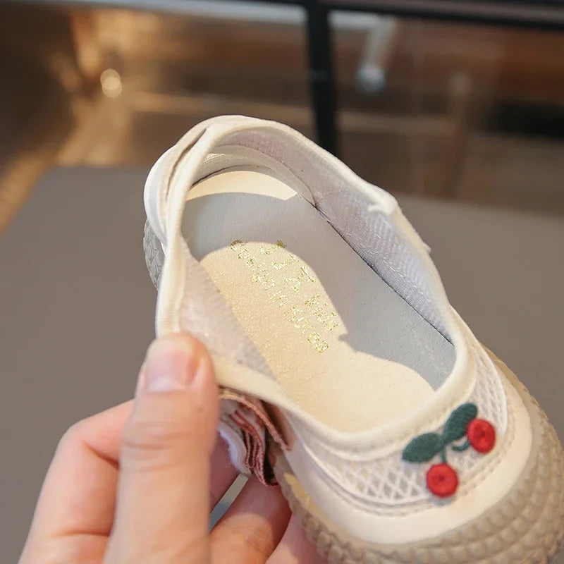 Baby Girls Sandals Cut-outs Cherry Children Beach Shoes Toddler Kids Summer Princess Shoes Anti Slip Soft Sole Babies Sandals
