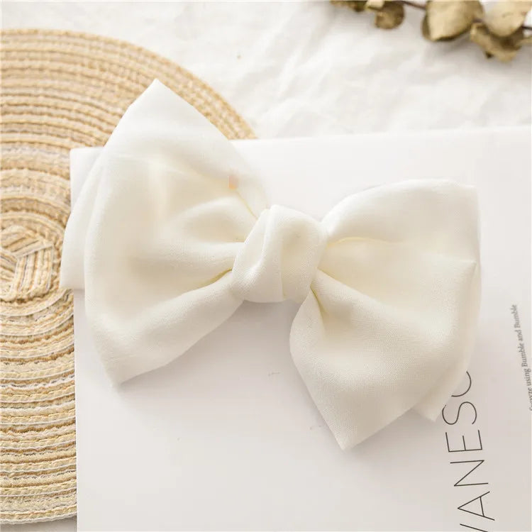 Children Bow Hair Clips Baby Girls Sweet Princess Hairpin Solid Color Spring Hairpin Fabric Barrettes Kids Hair Accessories