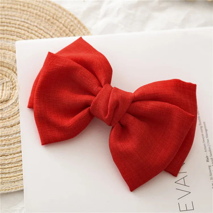 Children Bow Hair Clips Baby Girls Sweet Princess Hairpin Solid Color Spring Hairpin Fabric Barrettes Kids Hair Accessories