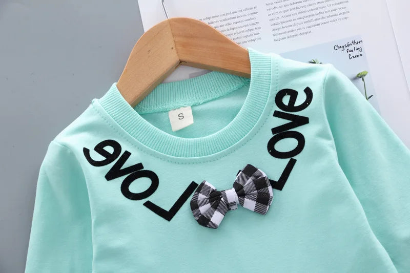 Children's Clothing Sets Bow Plaid Long Sleeve Top + Pants 2pcs Sets Toddler Girl Clothes Kids Boutique Clothes Baby Outfit Set