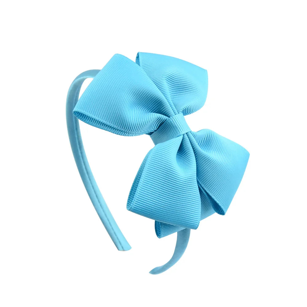 1 Piece Ribbon Handmade Hair Bows Hairbands for Baby Girls 20 Colors Cute Bowknot Solid Color Headband Headwear Hair Accessories