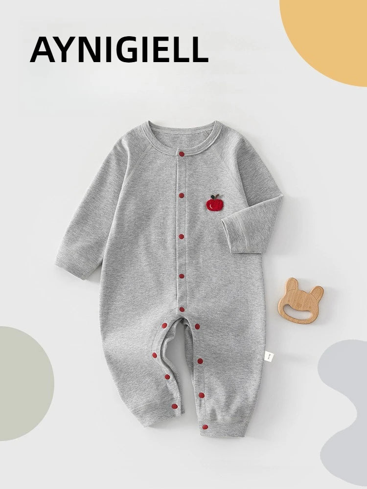 AYNIGIELL 2026 Neuer Baby-Overall einfarbig Hochwertiger Reiner Baumwolle Atmungsaktiver Strampler 0-18 Monate Jungen Mädchen Kleidung
