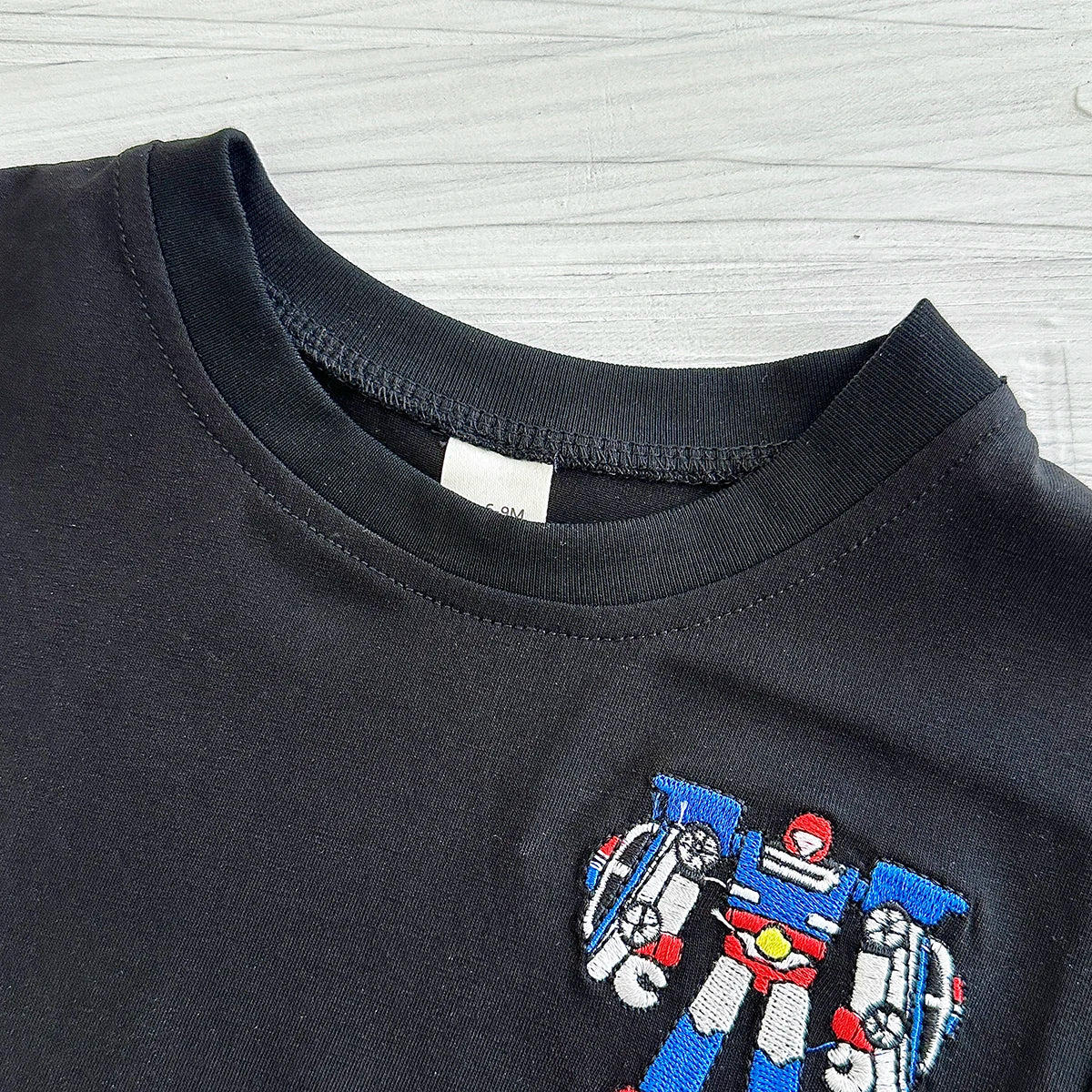 2025 Summer New Baby Clothes Infant Robot Embroidery Top+Bottom Set Baby Boys Girls Casual Baby Set Newborn Baby Clothes 2Pcs