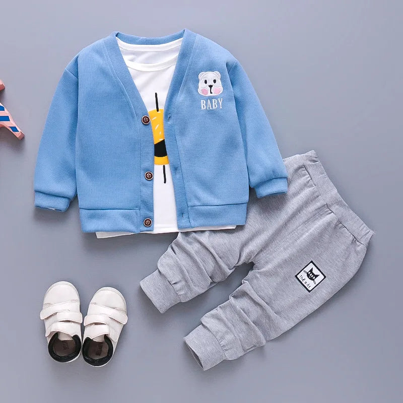 Toddler Baby Boys girl Clothes Set spring autumn corduroy Cartoon Clothing Sets Boys Hoodies Jacket And Pants Kids Suit 0-5Y
