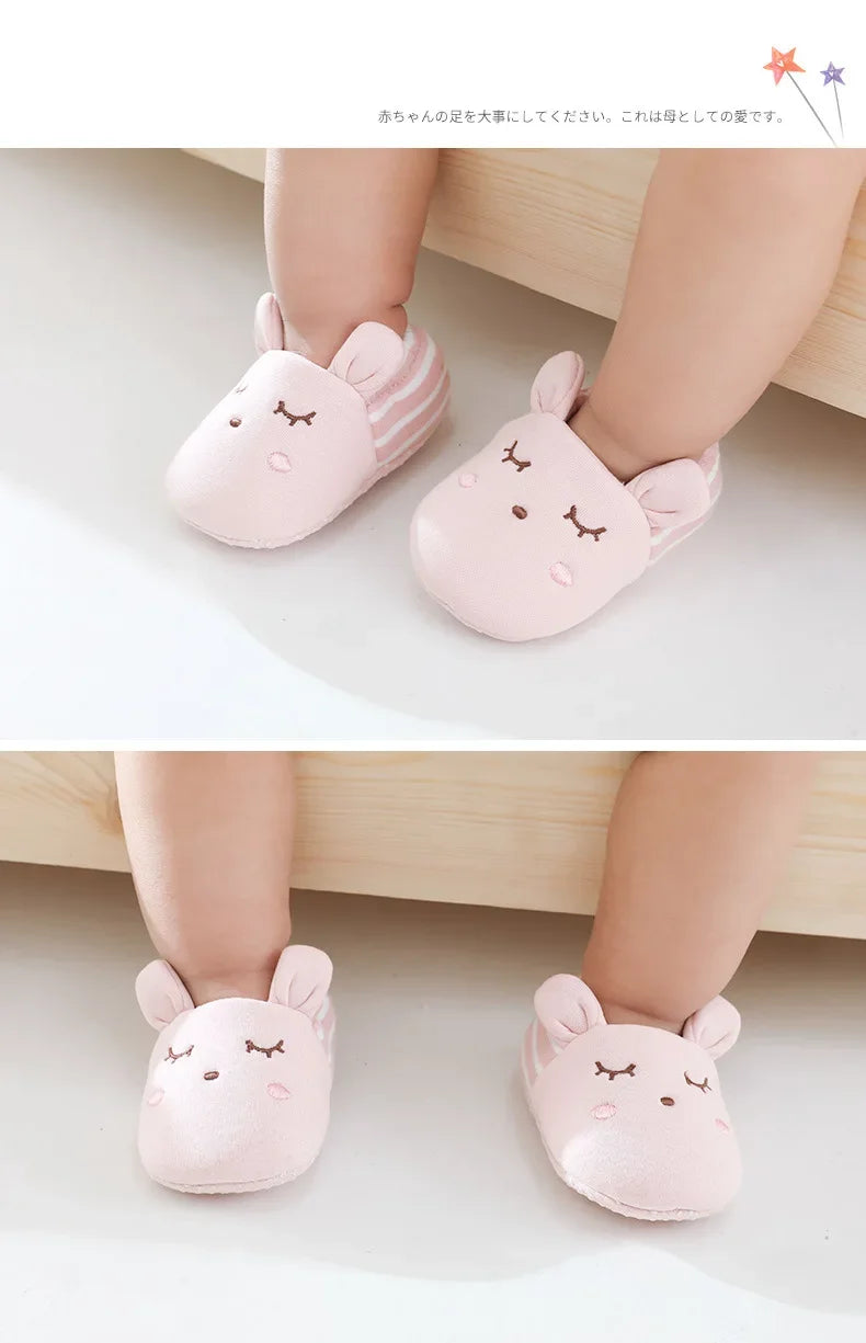 Newborn Baby Shoes Boys Girls Soft Sole Non Skid Crib Toddler Shoe Cute Animal Winter Warm Booties First Walker Crib Shoes 0-18M